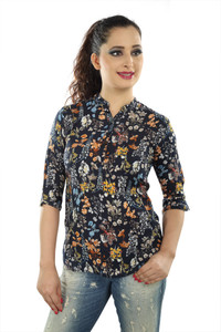 Mosho Casual 3/4th Sleeve Floral Print Women Multicolor Top