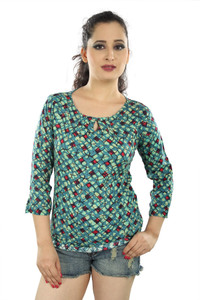 Mosho Casual 3/4th Sleeve Printed Women Multicolor Top
