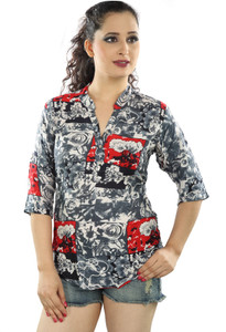 Mosho Casual 3/4th Sleeve Floral Print Women Multicolor Top