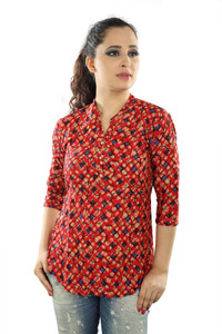 Mosho Casual 3/4th Sleeve Printed Women Multicolor Top