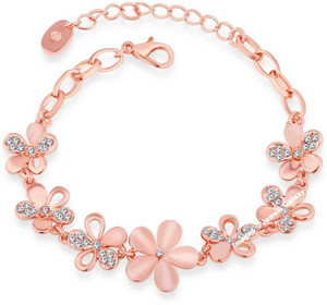 Jewels Galaxy Alloy Crystal 24K Rose Gold Charm Bracelet