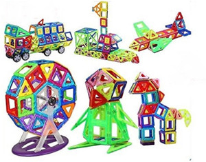Montez 86 Pcs Mag Magical Magnetic Building Blocks 3D Magic Play Stacking Set DIY for Brain Development