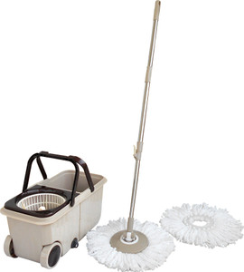 WCSE Twin Bucket Spin with trolley wheel Mop Set