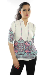 Mosho Casual 3/4th Sleeve Printed Women Multicolor Top