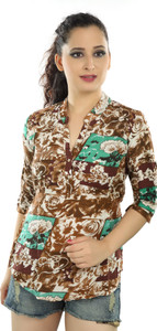 Mosho Casual 3/4th Sleeve Floral Print Women Multicolor Top