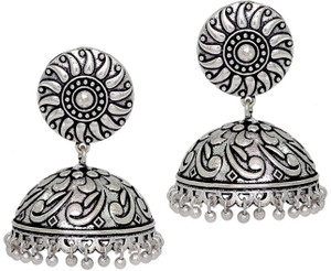 Ishita Creations Antique Oxidised Silver Plated Handmade Women Jhumka Fashion Women Girls Alloy Jhumki Earring