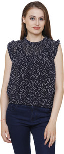 Mainsa Casual Sleeveless Printed Women Dark Blue, White Top