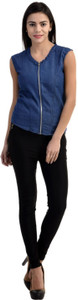 The Earth Women's Solid Casual Denim Blue Shirt
