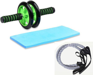 Credence Double AB Roller Wheel with 2 Resistance Pull Tubes Ab Exerciser