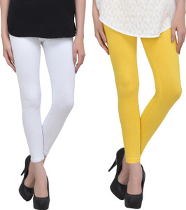 Livener Women White, Yellow Leggings