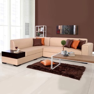 evok alden leatherette 5 seater  sofa(finish color - light beige)
