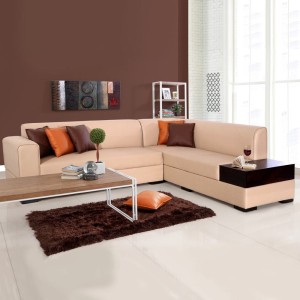 evok alden leatherette 5 seater  sofa(finish color - light brown)