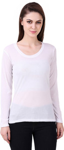 99 Affair Solid Women Round Neck White T-Shirt