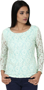 Naisha Casual Full Sleeve Floral Print Women Light Green Top