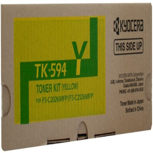 Kyocera TK-594 Yellow Toner Cartridge For Use FSC2026MFP, FSC2126MFP, FSC2526MFP, FSC2626MFP, FSC5250DN Single Color Toner