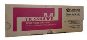 Kyocera TK-594 Magenta Toner Cartridge For Use FSC2026MFP, FSC2126MFP, FSC2526MFP, FSC2626MFP, FSC5250DN Single Color Toner