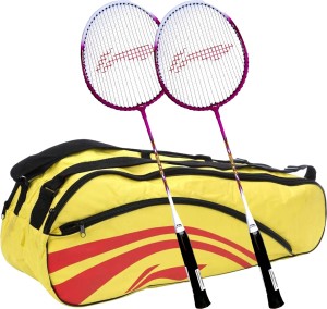 Li-Ning Smash XP 708 (Set of 2) Badminton Racquets + ABDJ118 Kitbag Yellow Badminton Kit