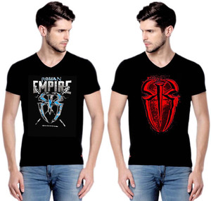 wwe tshirts Printed Men V-neck Multicolor, Black, Red T-Shirt