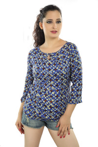 Mosho Casual 3/4th Sleeve Printed Women Multicolor Top