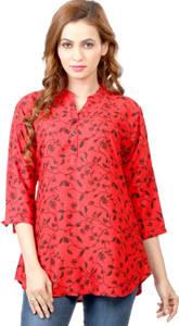 Mosho Casual 3/4th Sleeve Floral Print Women Multicolor Top