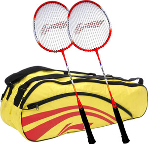 Li-Ning Smash XP 809 (Set of 2) Badminton Racquets + ABDJ118 Kitbag Yellow Badminton Kit