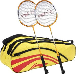 Li-Ning Smash XP 710 (Set of 2) Badminton Racquets + ABDJ118 Kitbag Yellow Badminton Kit