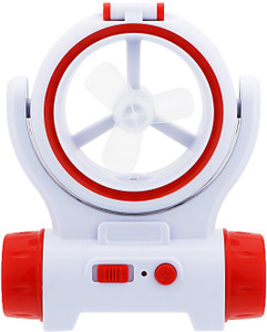 Voltegic ® Mini Small Fan Rechargeble Battery Fan Cooling Portable with Charging Cable LED Front Light