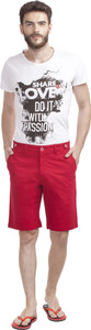 Shapes Solid Men Red Chino Shorts