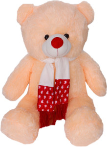 ToynJoy 3 Feet Beautiful Peach Teddy Bear Stuffed Toy with Muffler - 35 inch