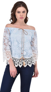 SVT ADA COLLECTIONS Party Bell Sleeve Floral Print Women Dark Blue Top