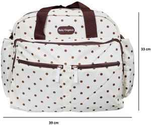 Wishkey Polka Dot Print Multi-Purpose Mother Bag (White) Nursery Bag