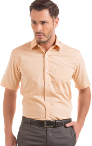 Arrow Men Solid Casual Beige Shirt