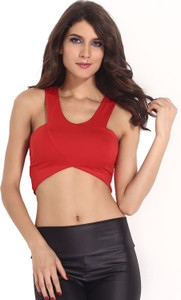 N-Gal Casual Sleeveless Solid Women Red Top