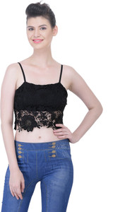 N-Gal Casual Sleeveless Lace Women Black Top