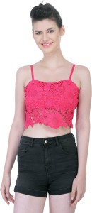 N-Gal Casual Sleeveless Lace Women Pink Top