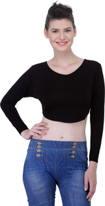 N-Gal Casual Full Sleeve Solid Women Black Top