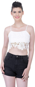 N-Gal Casual Sleeveless Lace Women White Top