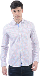 Flying Machine Men Checkered Casual White, Red Shirt