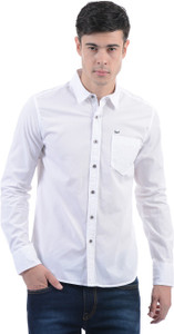 Flying Machine Men's Solid Casual White Shirt