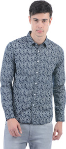 Flying Machine Men Printed Casual Dark Blue Shirt