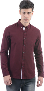 Flying Machine Men Solid Casual Maroon Shirt