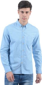 Flying Machine Men Solid Casual Blue Shirt