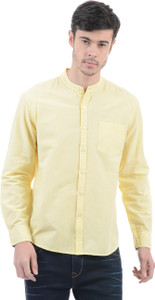 Flying Machine Men Solid Casual Yellow Shirt