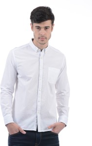 Flying Machine Men's Solid Casual White Shirt
