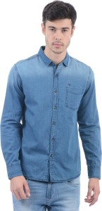 Flying Machine Men Solid Casual Blue Shirt