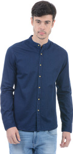 Flying Machine Men Solid Casual Dark Blue Shirt