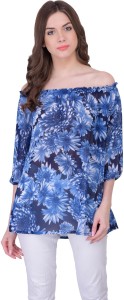 Popmantra Casual 3/4th Sleeve Floral Print Women Multicolor Top