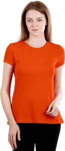 Spur Casual Half Sleeve Solid Women Orange Top