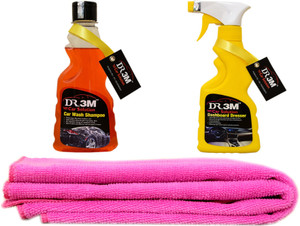 DR3M small combo kit - Dashboard Dresser 250ml./ car wash shampoo 250ml./ 1pc (pink) microfiber cloth. Car Washing Liquid