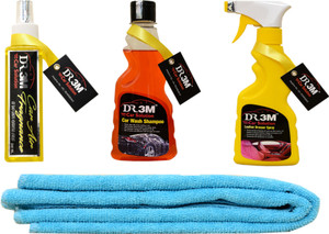 DR3M small combo kit_ car wash shampoo _ Leather Dresser ./ car Air Fragrance (Fresh)200ml.1pc Yellow Microfiber cloth Car Washing Liquid